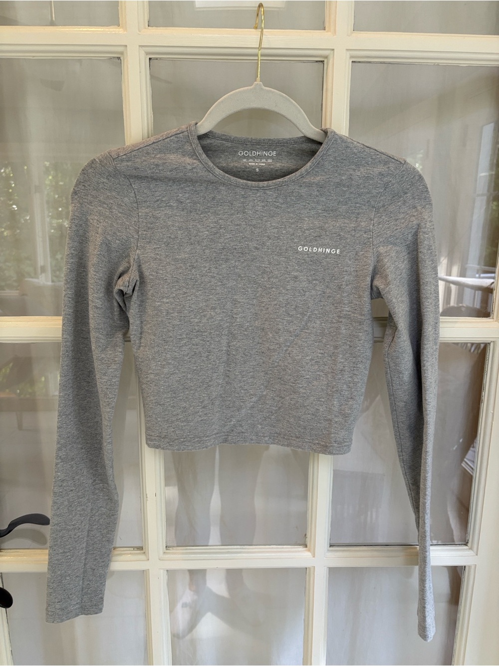 GoldHinge Gray Cropped Long-Sleeve Tee